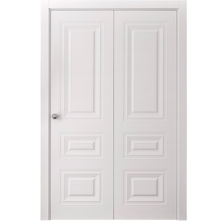 Sartodoors Sliding Closet Bi-fold Doors 48 x 80 inches, BASIC 9233 White, Sturdy Tracks Moldings Trims Hardwa BASIC9233BF-SKIN-48