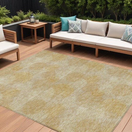 Homeroots 8' X 10' Gold Beige And Wheat Polka Dot Washable Indoor Outdoor Area Rug 614674