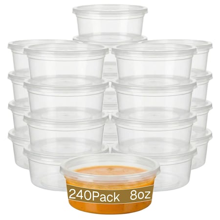 Eco Harmony Products Heavy Duty Deli Container, Saver, Clear Plastic, 8oz, 240PK 804527