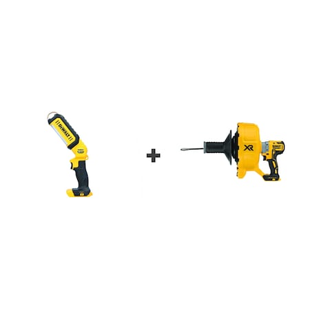 Dewalt Worklight, LED, 20V, w/Drain Snake DCL050/DCD200B