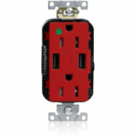 Leviton Lev-Lok HG/TR Dup USB A-A 15A 125V Red M56AA-HGR
