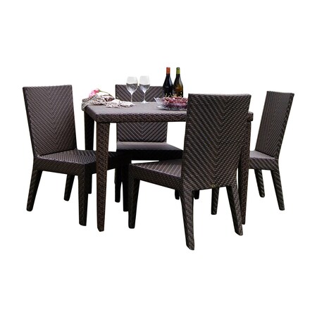 Hospitality Rattan Patio Soho 5-Piece Square Dining Side Chair Set with Cushions 903-3309-JBP-5DS-CUSH