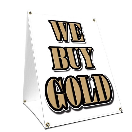 Signmission We Buy Gold, 36 Inch x 24 Inch A-frame Yard Sign, Plastic Sign SBC-2436-We Buy Gold