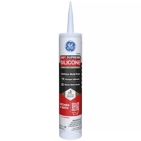 Current GE Supreme Clear Supreme Silicone Kitchen and Bath Caulk Sealant 10.1 oz 2822051