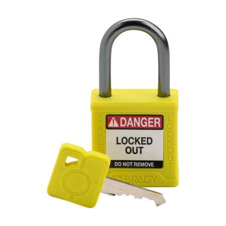 Brady Velocity Compact Lockout Padlocks Nylon 1in Shackle Clearance KD Yellow CPPL-YLW-25AL-KD