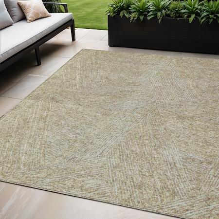 Homeroots 5' X 8' Ivory And Brown Abstract Washable Indoor Outdoor Area Rug 597047