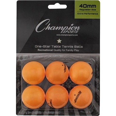 Champion Sports 1STAR6OR 8 x 5.75 x 1.5 in. 1 Star Table Tennis; Orange - 6 per Pack 1STR6OR