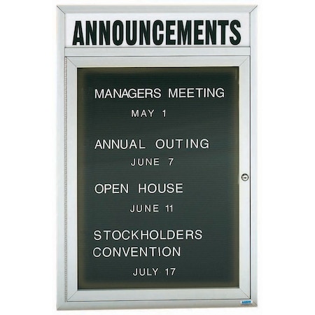 Aarco Illuminated Outdoor Enclosed Directory w/ Al Frame Header, Clear Satin Anodized Finish, 36''Hx24''W OADC3624HI