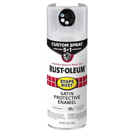 Rust-Oleum Rust Preventative Spray Paint, Satin, Arctic White, 12 oz, Can 383424