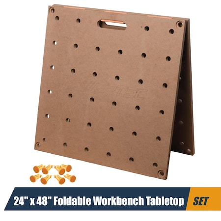 Powertec Arachni-Flex 24in x 48in Foldable Workbench Tabletop with Pre-drilled Dog Holes & Quick-Insert Locks 71932