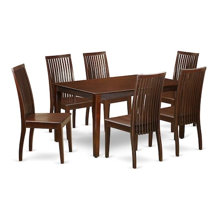 East West Furniture 7 Piece Dining Table Set, 7PK CAIP7-MAH-W