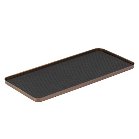 Service Ideas Modern Edge 11 in. x 5 in. Cocktail Serving Tray in Rose Gold TRMEF115RG