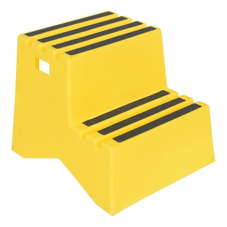 Vestil Polyethylene Step Stool, Yellow, 2 Step, 2 Steps, 19.5 Overall Height, Polyethylene, Yellow VST-2-Y