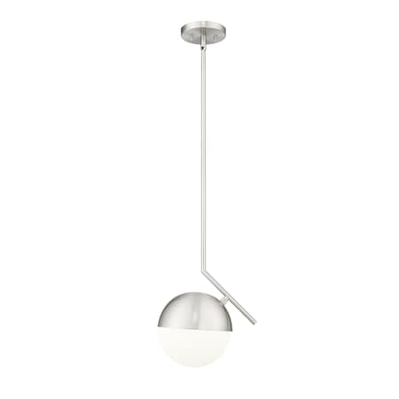 Z-Lite Realm Sphere 1 Light Pendant, Brushed Nickel/Matte Opal, 10.75 In W x 11.25 In H 7517P11-BN