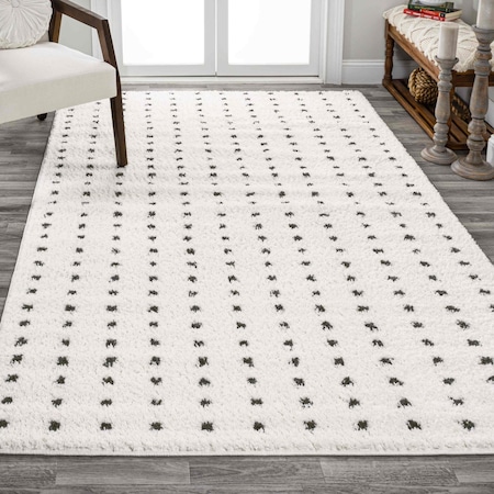 Jonathan Y Pele Modern Geometric Dot Shag White/Gray 5 ft. x 8 ft. Area Rug MOH400A-5