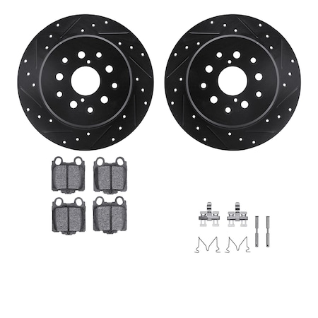 Dynamic Friction Co DFC Rotors-Drilled & Slotted-Black w/ 5000 Advanced Brake Pads Incl Hdw 8512-75010