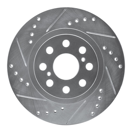 Dynamic Friction Co DFC Brake Rotor - Drilled and Slotted - Silver 631-76073L