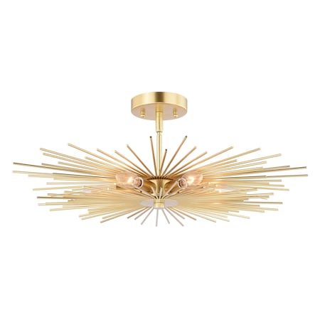 Vaxcel Nikko 24-in W Gold Mid-Century Modern Semi Flush Mount Ceiling Light C0228