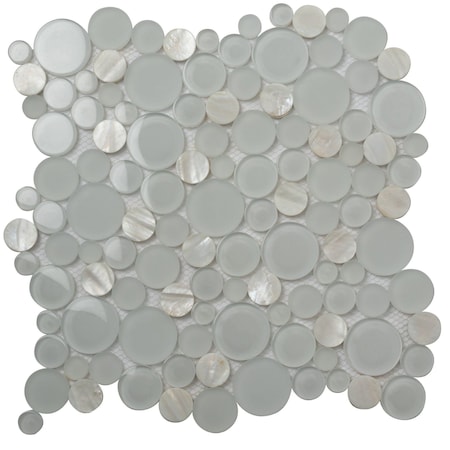 Apollo Tile White 11.6 in x 11.6 in Glass, Shell Glossy Floor and Wall Mosaic Tile 4.67 sqft/case, 5PK APLMOK88015A