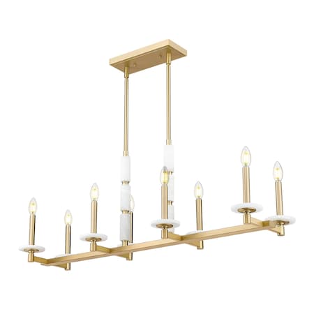 Z-Lite Kaden 8-Light Linear Chandelier, 12 in W, Modern Gold 3045-8L-MGLD