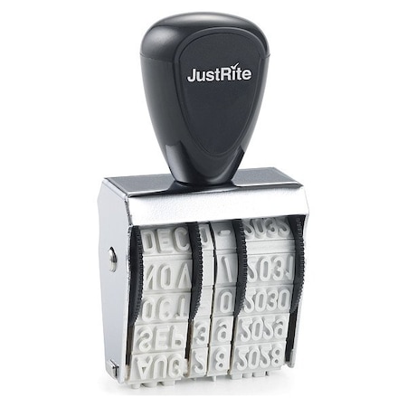 Justrite Date Stamp, Metal, 3 in Overall H 048969