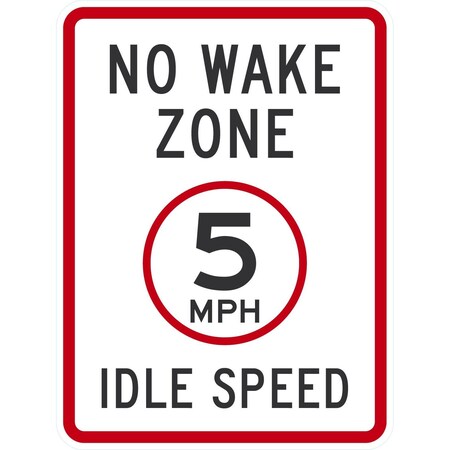 Lyle No Wake Zone 5 Mph Idle Speed, 18x24, Non-Reflective, White G-11008-NA_18x24