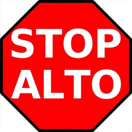 Piprd Stop Alto Bilingual Floor Sign, 12" STSTOPALTO12