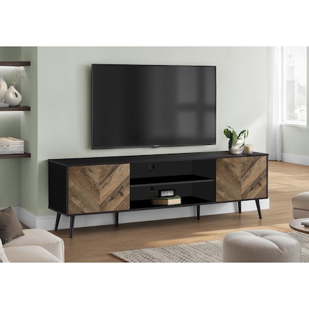 Monarch Specialties Tv Stand, 72 Inch, Console, Storage Cabinet, Living Room, Bedroom, Brown And Black Laminate I 2781