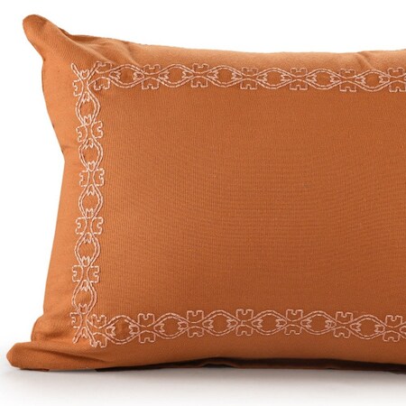 Homeroots 14" X 20" Orange Geometric Cotton Lumbar Throw Pillow 549450