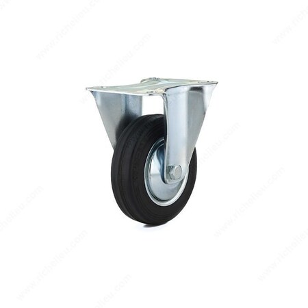 Richelieu Industrial Euro Series Rubber Caster, Fixed, with Plate, Black F24797