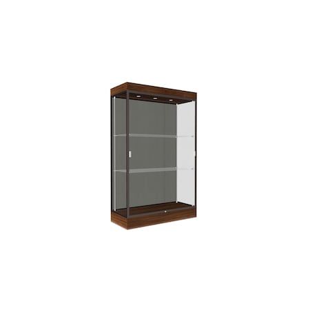 Ghent 76''H x 48''W x 20''D Edge Display Case 6'' Base w/ Slate Back & Dark Bronze Frame 92LFSL-BZ-WNH