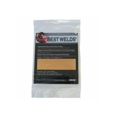 Best Welds Hardened Glass Gold Filter Plate, Gold/10, 4-1/2 in x 5-1/4 in, SH10, Glass 901-932-458-10