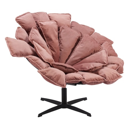 Homeroots 42" Pink And Black Velvet And Upholstered Swivel Side Chair 564970