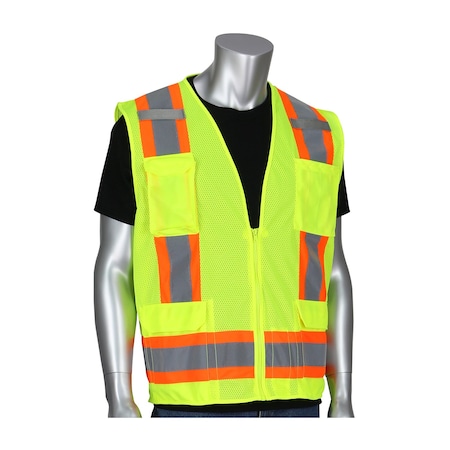 Pip ANSI Type R Class 2 Two-Tone Eleven Pocket Mesh Surveyors Vest 302-0500M-LY/6X