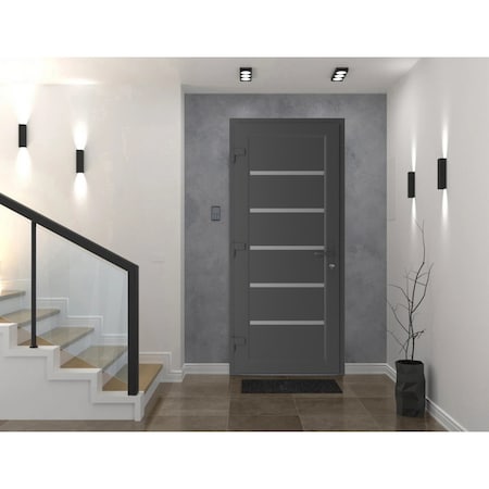 Vdomdoors Front Exterior Prehung Metal-Plastic Door, Manux 8415 Antracite Grey, Office Commercial and Residen MANUX8415EXD-ANT-W30xH80-RH