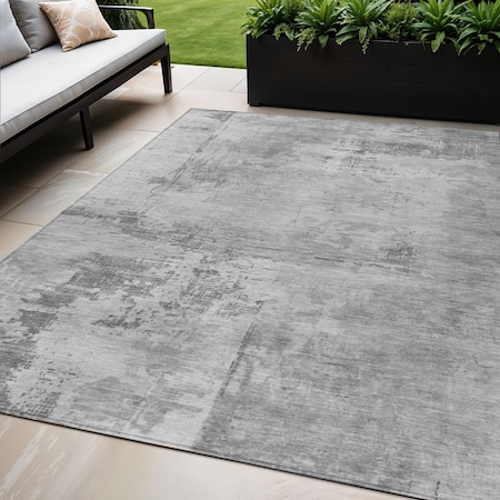 Homeroots 5' X 8' Gray And Silver Abstract Washable Indoor Outdoor Area Rug 602708