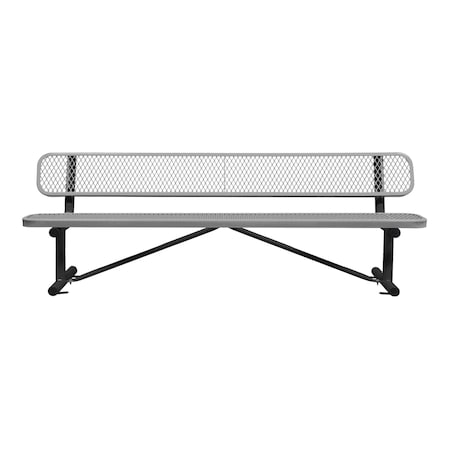 Leisure Craft Bench/Back, Surface Mount, 8ft., Gray B8WBSM-GRAY