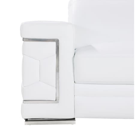 Homeroots 89" White Leather Sofa With Silver Legs 548986