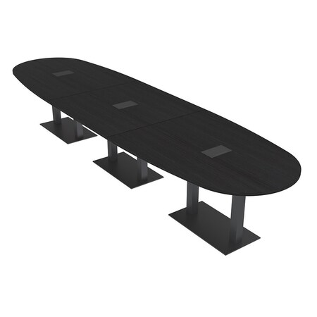 Skutchi Designs Boval Conference Table With Power, 48 in W, 192 in L, Black HAR-BOVL-48X192-DOU.BK-U999ST19-EBLK