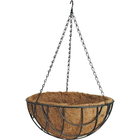 Landscapers Select Hanging Planter with Natural Coconut Liner, Circle, 22 lb Capacity, Matte Black GB-4337-3L