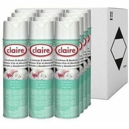 Claire Aerosol Air Freshener and Deodorizer, Fresh Linen, 10 oz Aerosol Spray, 12PK CL163