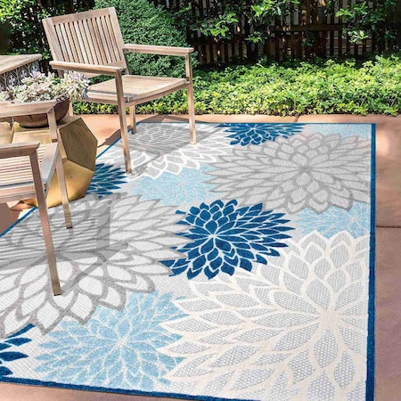 Jonathan Y Minori Floral High-Low Blue/Gray 3 ft. x 5 ft. Indoor/Outdoor Area Rug AMC109A-3