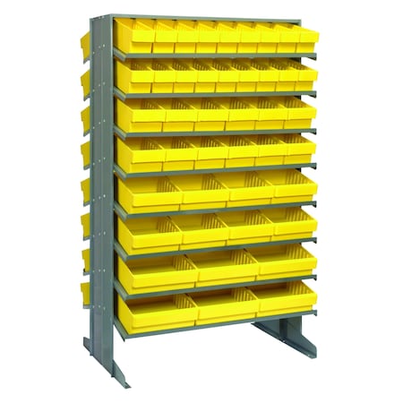 Quantum Storage Systems DOUBLE SIDED PICK RACK W/88 YELLOW BINS QPRD-5678YL