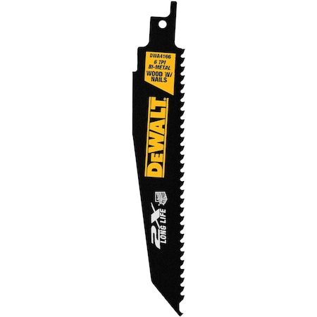 Dewalt 6" 6TPI 2X Recip Blade 5pk DWA4166