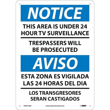 Nmc Notice Under Surveillance Sign - Bilingual, ESN375AB ESN375AB