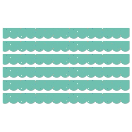 Carson Dellosa We Belong Speckled Teal Scalloped Borders Per Pack, 39 Feet Per Pack, 6PK 108494