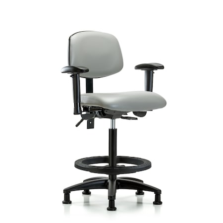 Blue Ridge Ergonomics Chair, Wood, Med Bench, CF Casters, 6-Way Adjustable, 26" to 35" Height, Dove BR-VHBCH-RG-T1-A1-BF-RG-8567