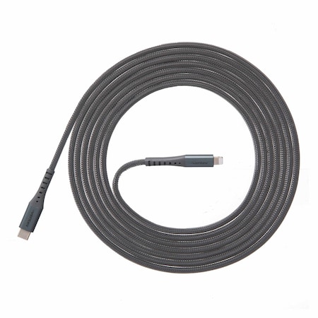 Ventev Alloy Usb C To Apple Lightning High Speed Ultradurable Cable 10ft, Steel AC10-STLBX-266504