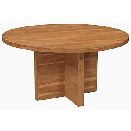 Homeroots 60" Natural Rounded Solid Wood Pedestal Base Dining Table 488702