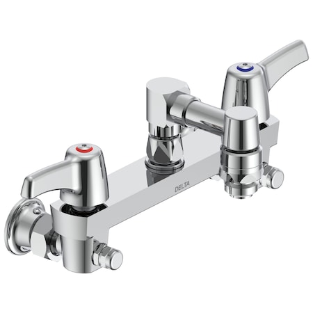 Delta Commercial 28C2 Two Handle 8 In Wallmount Service Sink Faucet In Chrome 28C2063